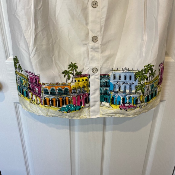 City Chic White cotton printed dress size Small 16 with pockets - Picture 2 of 9